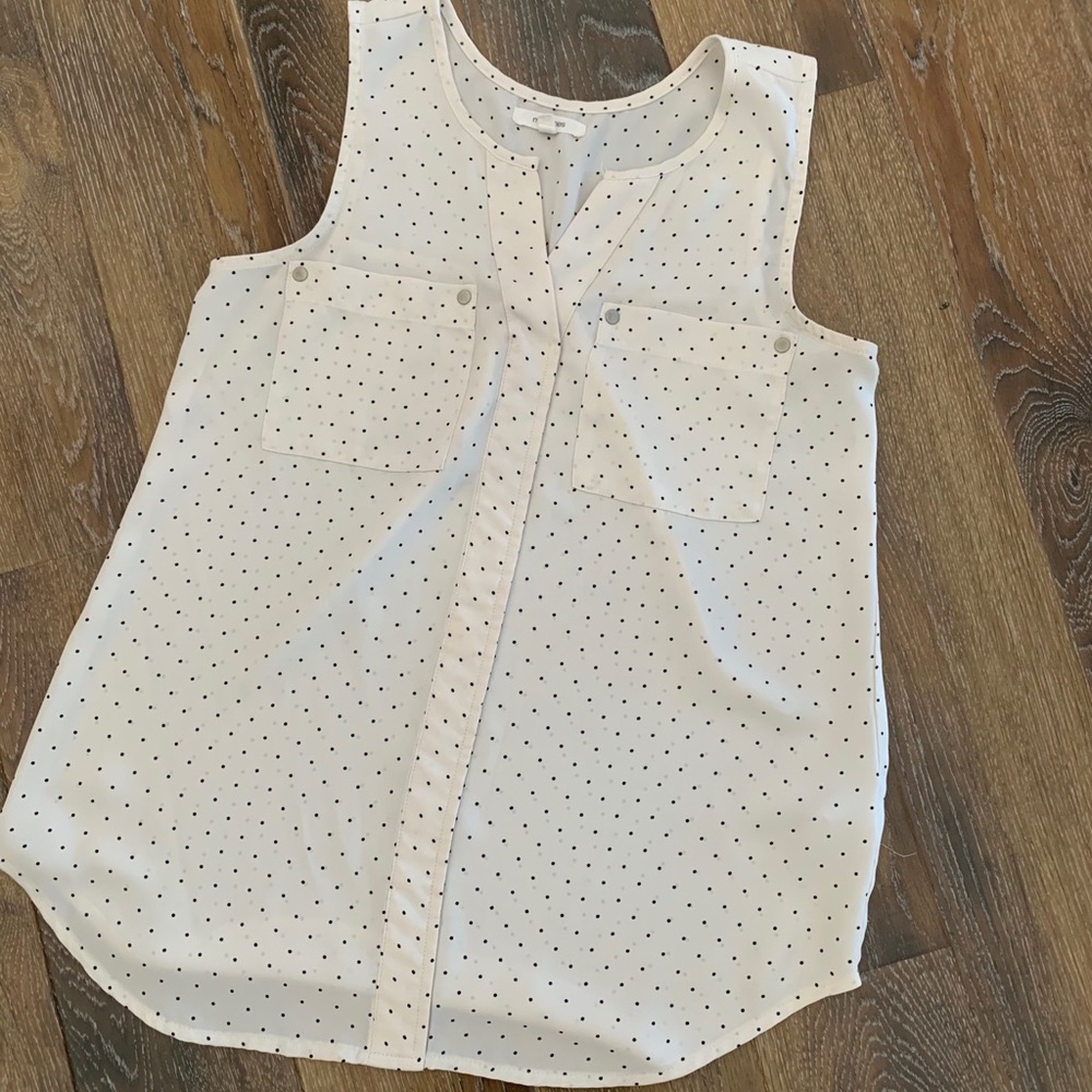 Cream and black polka dot tank